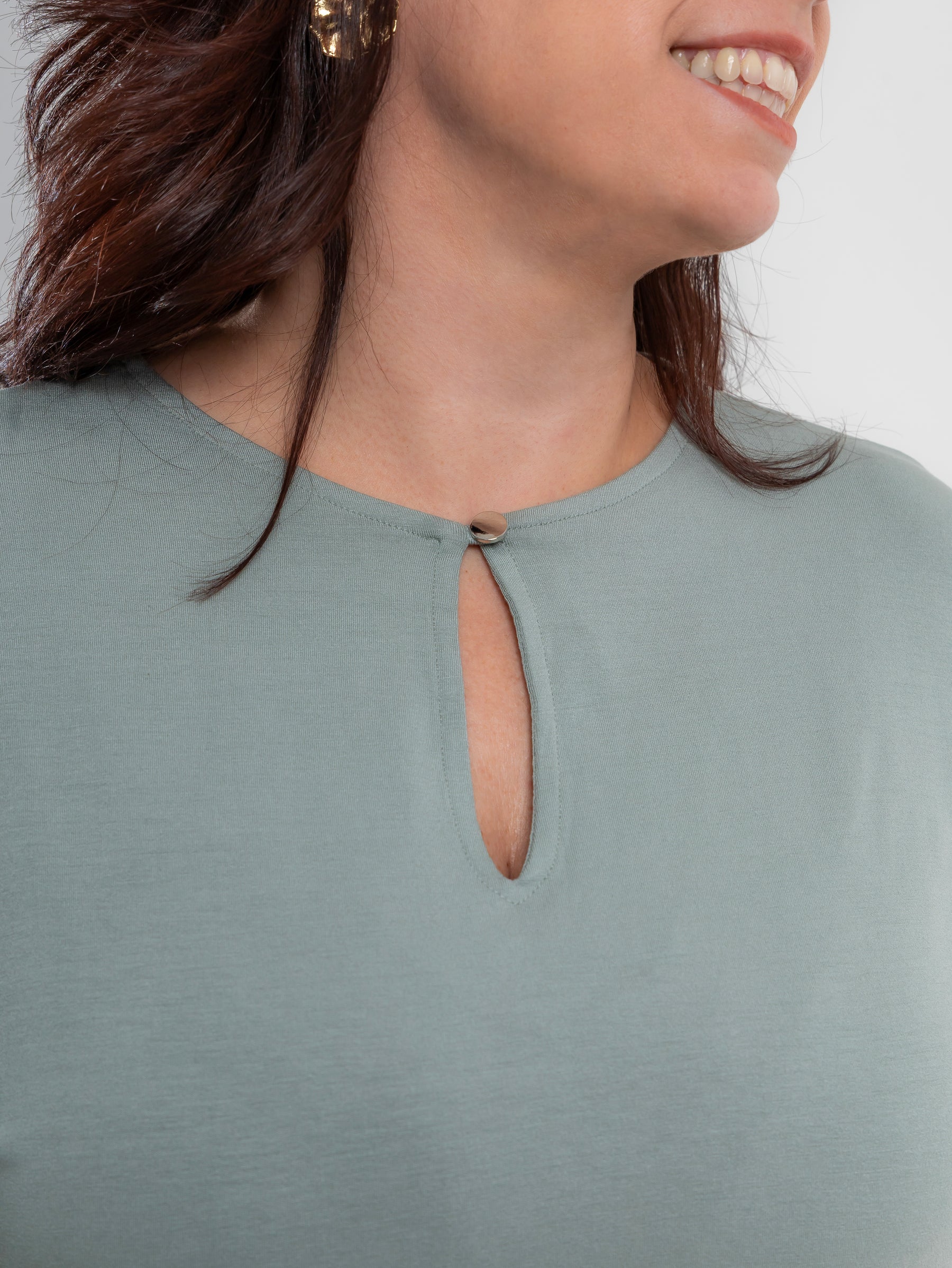 Conjunto de calça pantalona com blusa de manga curta verde salsa Versatile