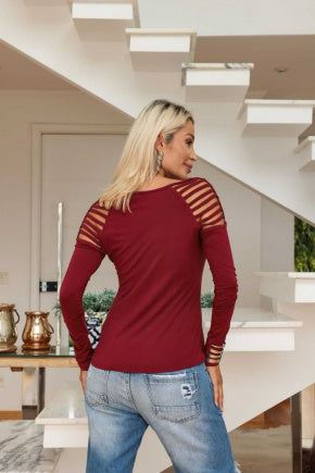 Blusa de manga longa com decote quadrado Gladiadora