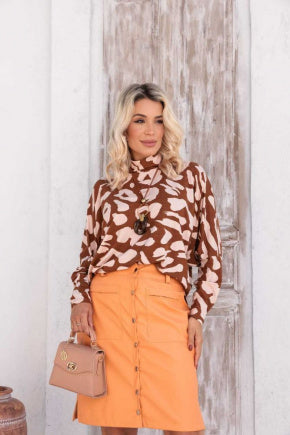 Blusa de manga longa e gola alta Isadora