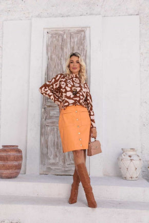 Blusa de manga longa e gola alta Isadora