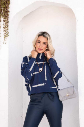 Blusa de manga longa e gola alta Isadora