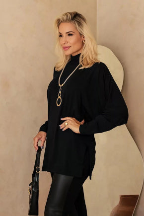Blusa de manga longa e gola alta Isadora
