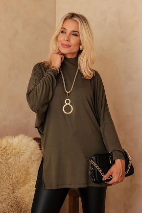 Blusa de manga longa e gola alta Isadora