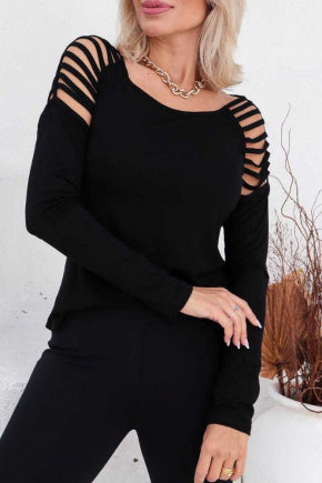 Blusa de manga longa com decote quadrado Gladiadora
