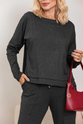 Conjunto de calça reta com blusa de manga longa Vanessa