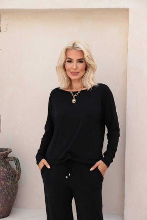 Conjunto de calça reta com blusa de manga longa Vanessa