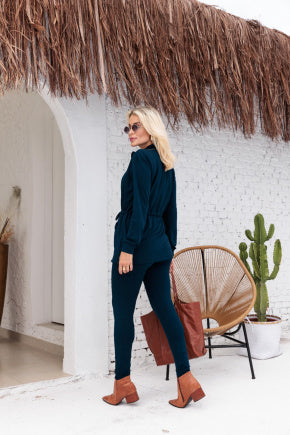 Conjunto de calça skinny e parka com zíper Fernanda