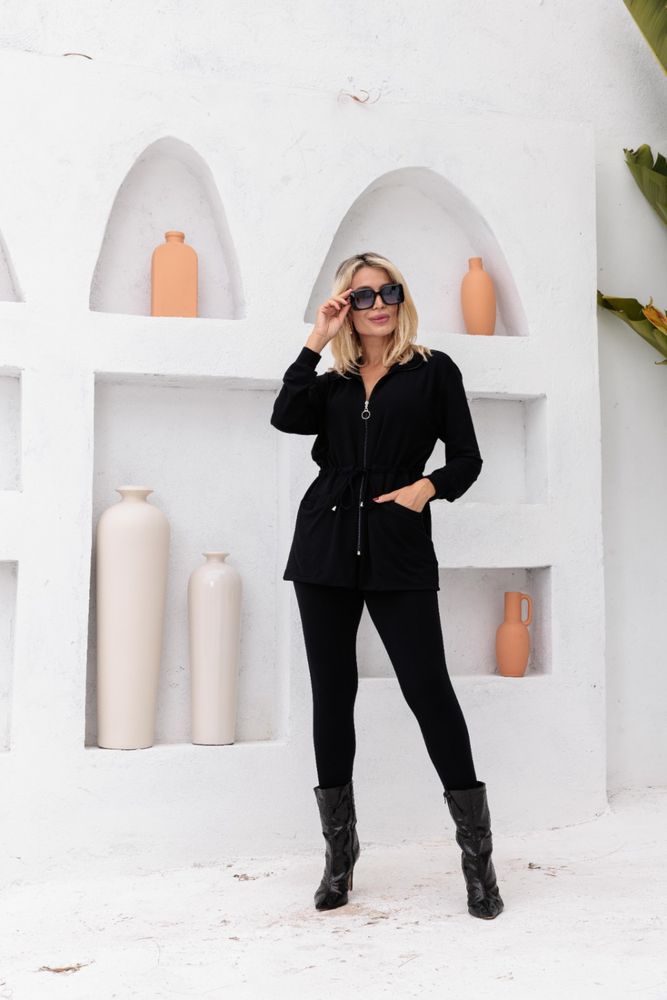 Conjunto de calça skinny e parka com zíper Fernanda