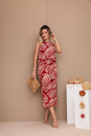 Conjunto pantacourt com regata de gola redonda Grace