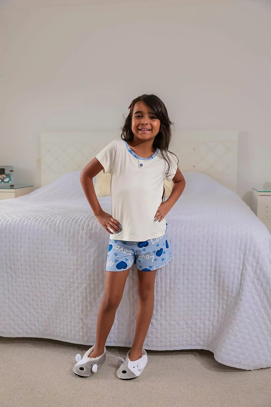 Pijama infantil de shorts e blusa manga curta Sonho Doce Filha