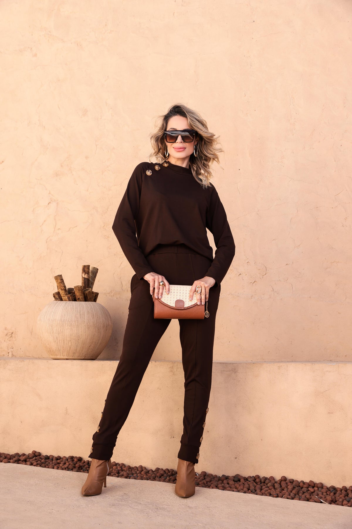 Conjunto de calça skinny com blusa manga longa Auri