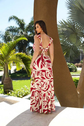 Vestido longo regata com decote quadrado Charlotte