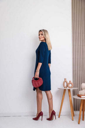 Vestido curto manga 3/4 com decote canoa Sol