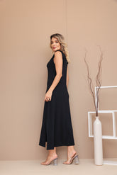 Vestido longo regata com decote V Safira