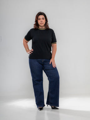 Camiseta de manga curta preta Basic