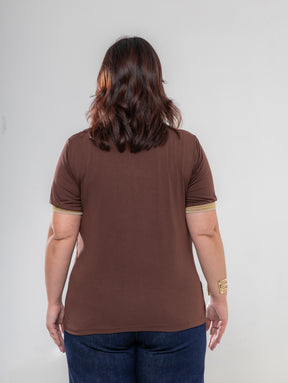 Camiseta de manga curta marrom Basic