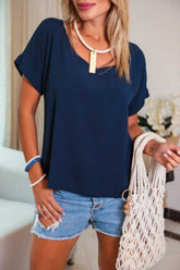 Blusa de manga curta e gola redonda Dandara