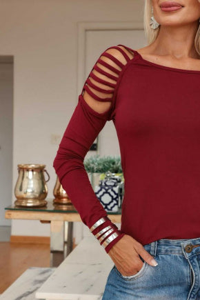 Blusa de manga longa com decote quadrado Gladiadora