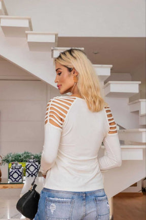 Blusa de manga longa com decote quadrado Gladiadora