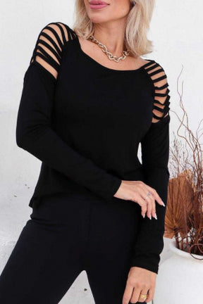 Blusa de manga longa com decote quadrado Gladiadora