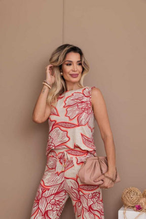 Conjunto pantacourt com regata de gola redonda Grace