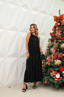 Vestido longo frente única Cléo