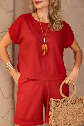 Conjunto de bermuda e blusa manga curta Anelise