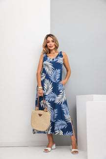 Vestido longo regata com decote V Safira