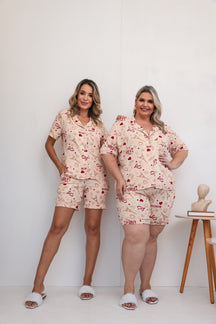 Pijama de shorts e camisa com botões manga curta Serena