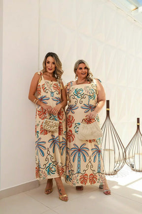 Vestido longo com alça de amarração no ombro Dandara