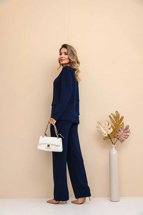 Conjunto de calça reta com blusa de manga longa Rose