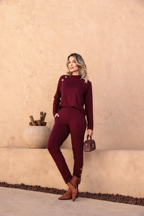 Conjunto de calça skinny com blusa manga longa Auri