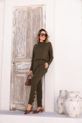 Conjunto de calça skinny com blusa manga longa Auri