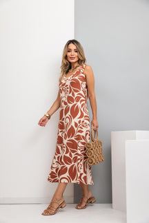 Vestido longo regata com decote V Safira