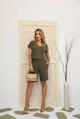 Conjunto de bermuda com blusa de manga curta Mirian