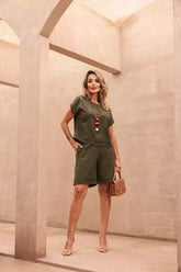 Conjunto de bermuda e blusa manga curta Anelise