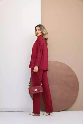 Trijunto de calça reta blusa regata e cardigã manga longa Eleonora