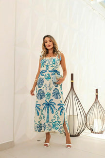 Vestido longo com alça de amarração no ombro Dandara