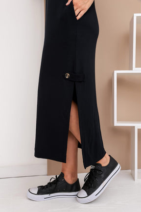 Vestido longo de manga 3/4 e gola colarinho Abigail