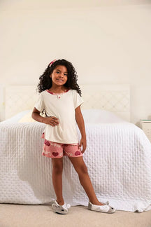 Pijama infantil de shorts e blusa manga curta Sonho Doce Filha