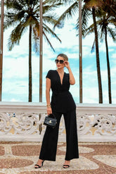 Conjunto de calça calça com blusa transpassada regata Glória