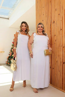 Vestido longo com alça de amarração no ombro Dandara