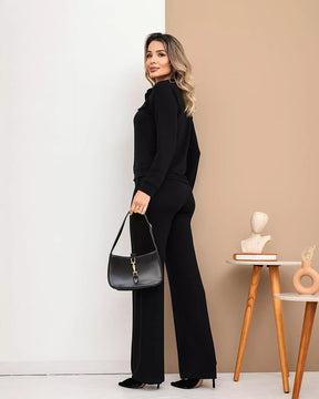 Conjunto de calça reta com blusa de manga longa Deborah