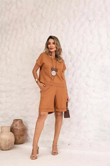 Conjunto de bermuda e blusa manga curta Anelise