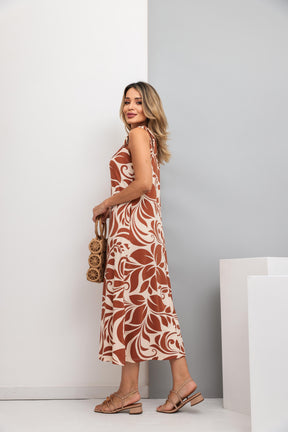 Vestido longo regata com decote V Safira