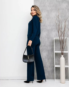 Conjunto de calça reta com blusa de manga longa Deborah