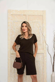 Conjunto de bermuda com blusa de manga curta Mirian