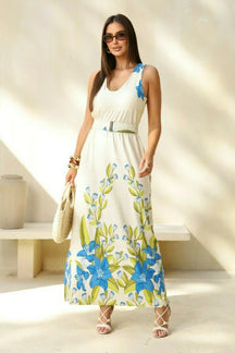 Vestido longo regata com decote redondo Patrícia