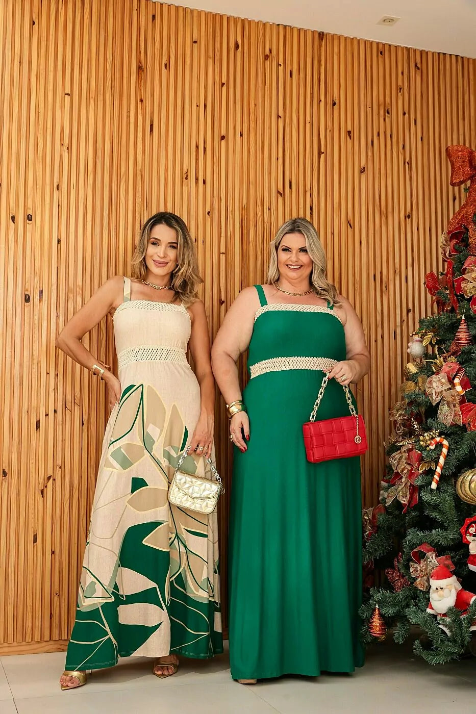 Vestido longo com alças largas e decote reto Rebeca